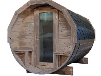 Sauna ogrodowa beczka 2,8m z balkonem Thermo bezbarwny